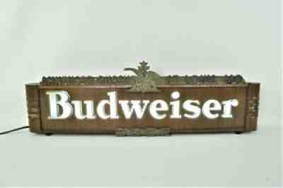 Rare Vintage 1940's BUDWEISER BEER Light Up Sign, Metal Tin w/Hanging Hooks