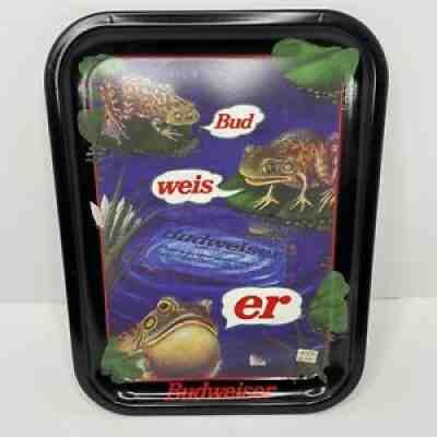 Vintage 1996 Budweiser Frogs BUD-WEIS-ER Metal Graphic Serving Tray