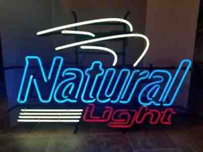 Natural light beer neon light up sign bar game room man cave Budweiser