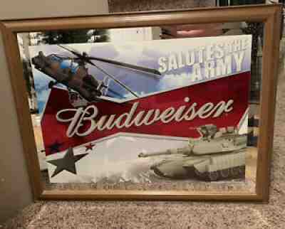 BUDWEISER SALUTES THE ARMY FRAMED BAR MIRROR SIGN MAN CAVE MILITARY 2005