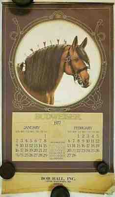 Budweiser Clydesdales 1977 Wall Calendar Complete Upper Marlboro MD.