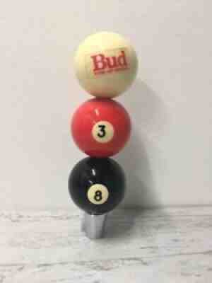 Vintage RARE Bud Budweiser Pool Ball Billiards Beer Tap Handle Pull Knob 8 Ball