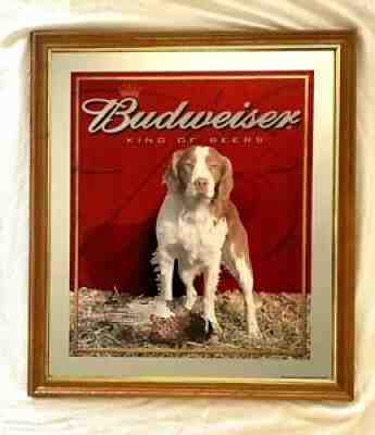 Budweiser Beer Mirror Sign Hunting Bird Dog Brittany Spaniel Wildlife RARE!