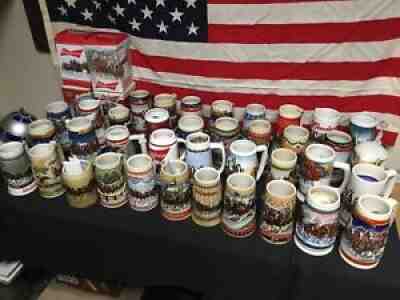 Rare Vintage Budweiser stein collection Lot 43 total steins 1980 - 2017 Wow!