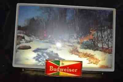 Vintage Budweiser Lighted bar beer sign rare antique deer hunting 50s 60s