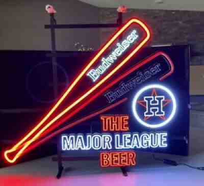 Budweiser Motion MLB Houston Astros Baseball Beer Bar Led Light Sign Neo Neon