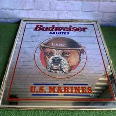 Budweiser Salutes Military US Marines Advertising Framed Bar Mirror 21.5x23.5