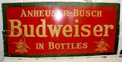 ANHEUSER BUSCH BUDWEISER IN BOTTLES 1918 LARGE CARDBOARD SIGN 19