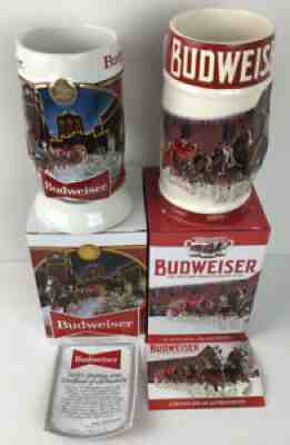 2018 & 2020 Budweiser Holiday Stein Clysdales 39th/41st Edition NIB/COA RARE