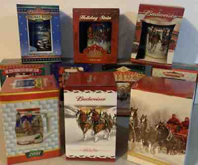 Budweiser Christmas Holiday Steins Lot Vintage Old 1994-2012 Lot Of 10 Box COA