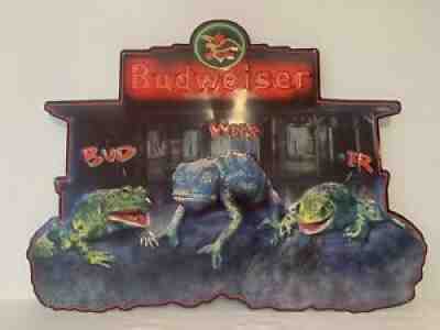 Budweiser Frogs Chameleon Embossed Tin Sign - 1999 - 32â? x 24â? - Good Condition