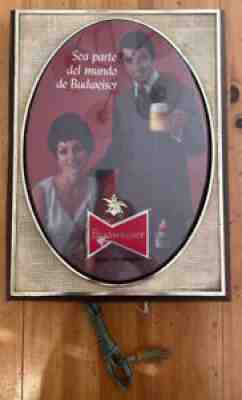 Vintage Budweiser ??Sea Parte Del Mundo De Budweiser ?Light Sign PowersOn 16 ?x20 ?