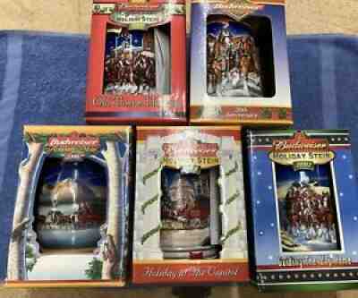 BUDWIESER HOLIDAY STEIN LOT OF 6 STEINS!!