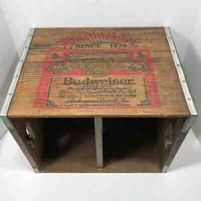 Vintage ANHEUSER- BUSCH Budweiser Beer Wood Box Crate Removable Lid READ