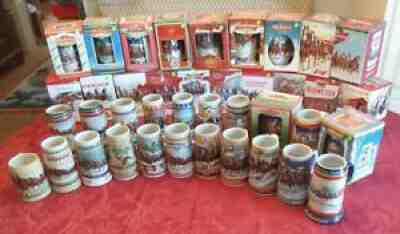 40 BUDWEISER HOLIDAY CHRISTMAS STEINS MUG 1980-2019 FULL SET MANY BOXED ALL MINT