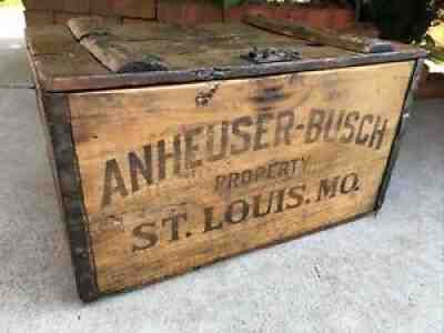 1920 Vintage Wooden Beer Crate Anheuser Busch St Louis Missouri Wood Brewery Box