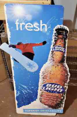 BUD LIGHT Fresh Snowboard Metal Tin Sign 36 X 17 Beer