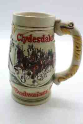 Vintage 1983 Budweiser Christmas Beer Stein Clydesdale Holiday Mug Ceramarte