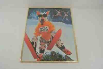 Budweiser Bud Light Dog w/ Sunglasses Skis Framed Poster 16.25 x 20.25