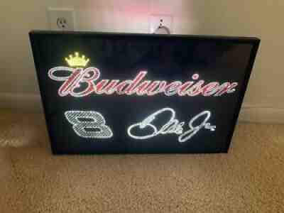 Budweiser Dale Earnhardt Jr Fiber Optic Motion Beer Sign Light Bud Racing Nascar