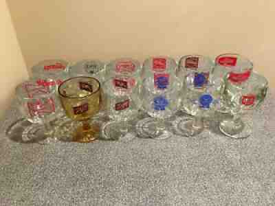 Vintage Set of 12 Beer Goblets Thumbprint Pabst, Budweiser, Miller, Schlitz...