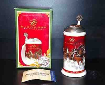 Anheuser Busch Budweiser 2004 Lidded Holiday Stein Artist Signed