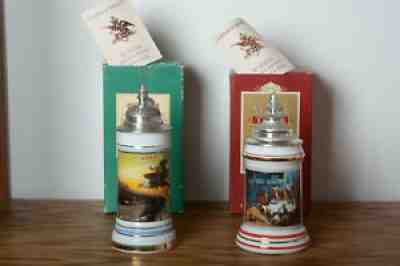 Anheuser Busch Porcelain Heritage Series First 2 in Collection Box and COAs