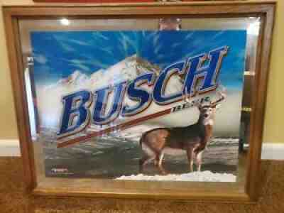 Vintage 2006 Busch Beer Large Mirror Hunting Buck Deer Wood Frame. Budweiser