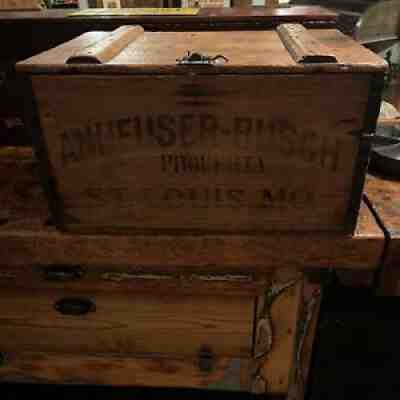 1920 Vintage Wooden Beer Crate Anheuser Busch St Louis Missouri Wood Brewery Box