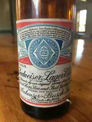 Bud Budweiser Lager Beer Bottle, Anheuser Busch Inc. Vintage Antique 1937-1950