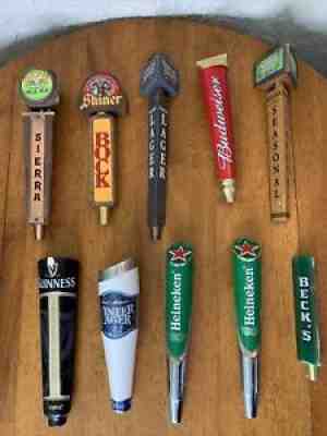 Beer tap handle lot of 10 Heineken Becks Guinness Sam Adamâ??s Shiner Budweiser A