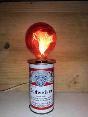 VTG Budweiser Can Lamp Fleco Industries with Original Red  ??dancing ? Edison Bulb