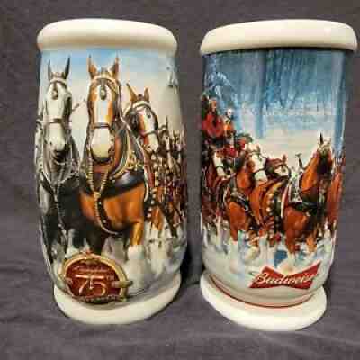 1999 2007 & 2008 Set of 3 Budweiser Steins Anheuser-Busch Clydesdales 75 Year