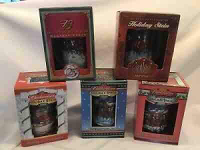 Budweiser 5 Holiday Beer Stein Mugs 2001-2005 COA NOS Clydesdales Orig Boxes