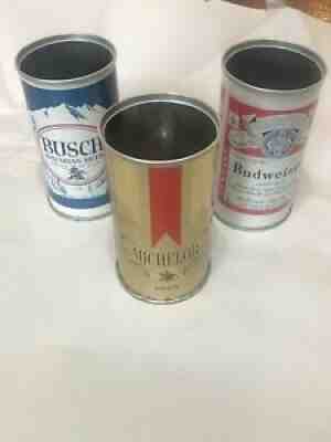 Budweiser, Michelob & Busch 2 Golf Ball Beer Cans. Opened, No Balls.