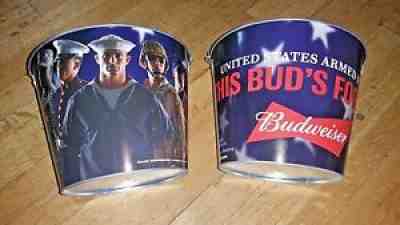 budweiser salutes the armed forces beer bucket 2 pack...free shipping-