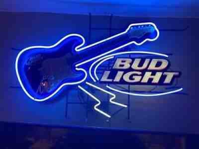 Bud Light Beer~ Limited Edition Electric Guitar Neon Sign w/ Stratocaster