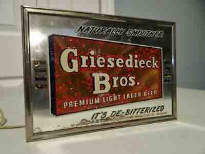 Scarce 1940s Vtg Griesedieck Bros St Louis ROG Glass Beer Light Sign Art Deco