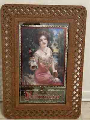 Budweiser Girl Arbor Scene 1917 Mirror Advertising Sign