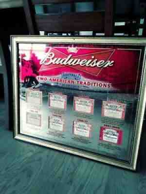 Vintage Budweiser Football Beer Anheuser Busch MLF Mirror Sign Traditions 2007