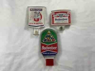 3 Beer Taps Bud Light Marines Budwieser Billiard Budweiser Heavily Used Man Cave