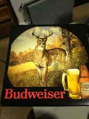 ANHEUSER BUSCH BUDWEISER BEER WHITETAIL BUCK DEER SIGN 18 X 18 SHARP