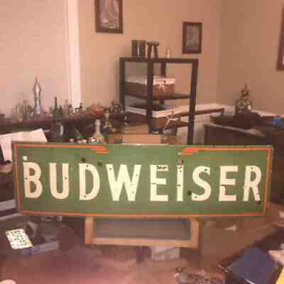 Old Budweiser Beer Neon Porcelain Sign