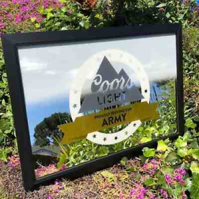 Coors Light Military U.S. Army Armed Forces Beer Bar Mirror Man Cave