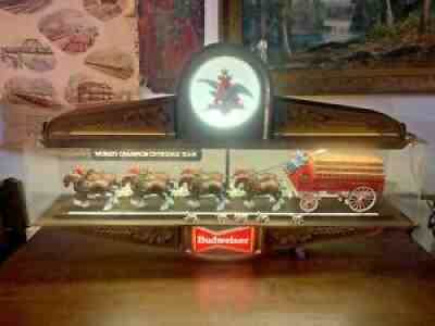 STUNNING VINTAGE BUDWEISER BEER CHAMPION CLYDESDALE HORSE TEAM LIGHTED SIGN