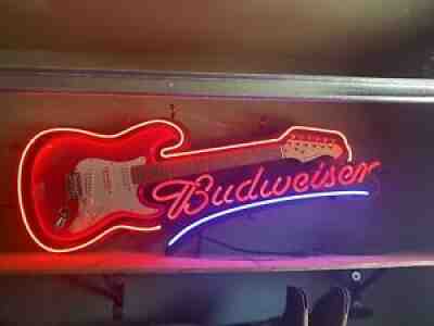 Budweiser Limited Edition Electric Guitar Neon Sign Rare Aria â??True Musicâ?