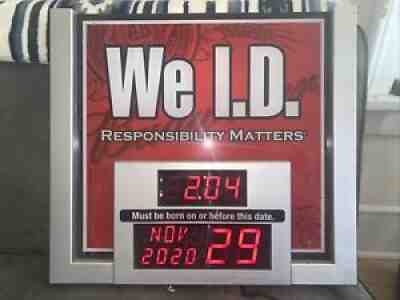 Budweiser We I.D. Bar Sign Legal Age / Responsibity Matters