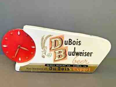 WORKING antique celluloid 1941 lighted DuBois Budweiser beer bar sign clock