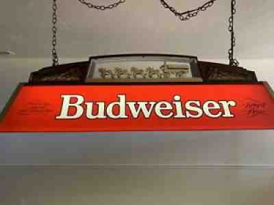 Vintage 1983 Budweiser Pool Table Light Featuring World Champion Clydesdale Team