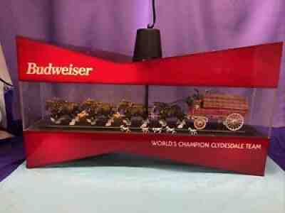 Budweiser World Champion Clydesdale Team Dbl Sided Lighted Bowtie Sign As Is